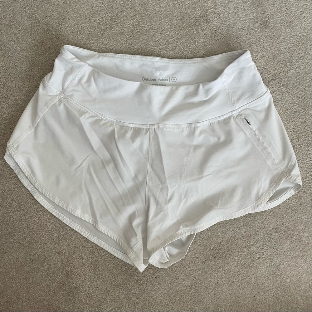 Outdoor Voices White Hudson Running Shorts